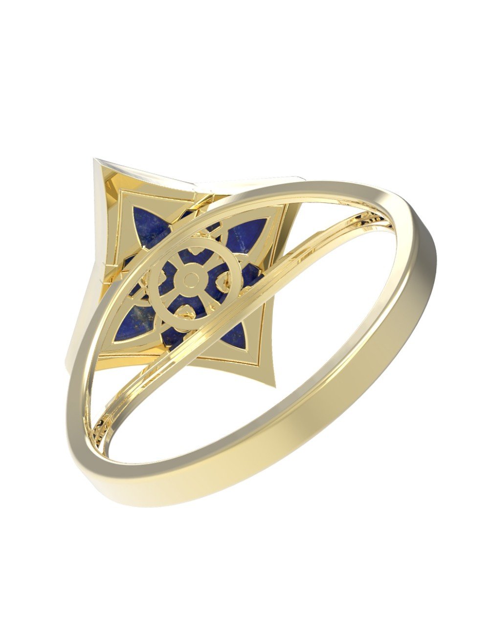 Кольцо из лимонного золота c лазуритом
