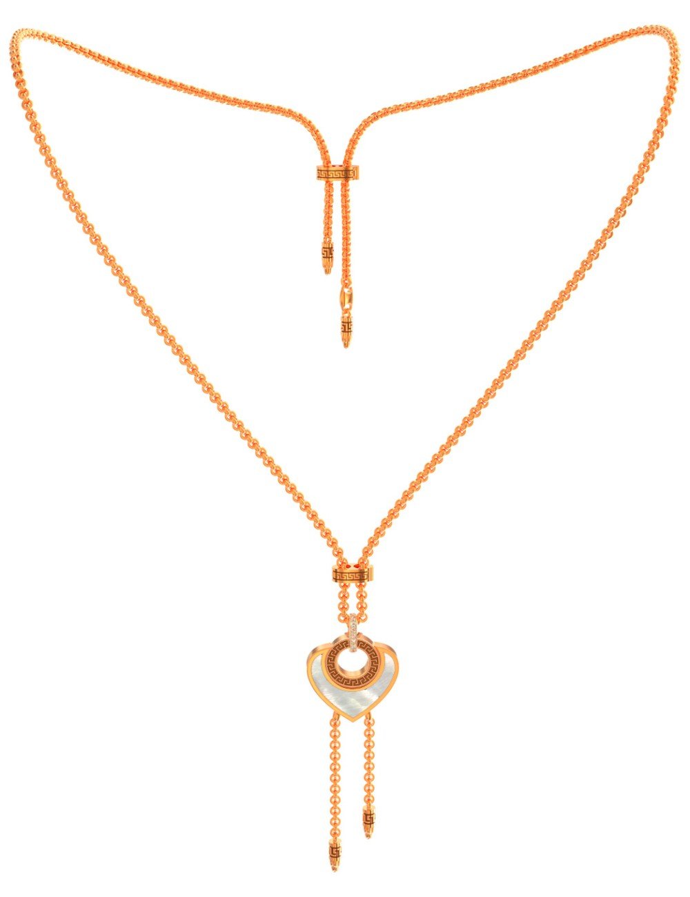 Колье из золота c фианитом, малахитом и перламутром