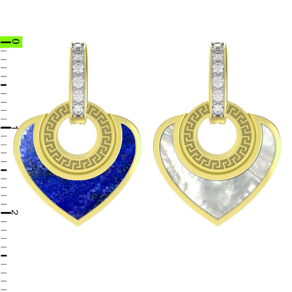 Подвеска из лимонного золота 585 пробы c фианитом, лазуритом и перламутром