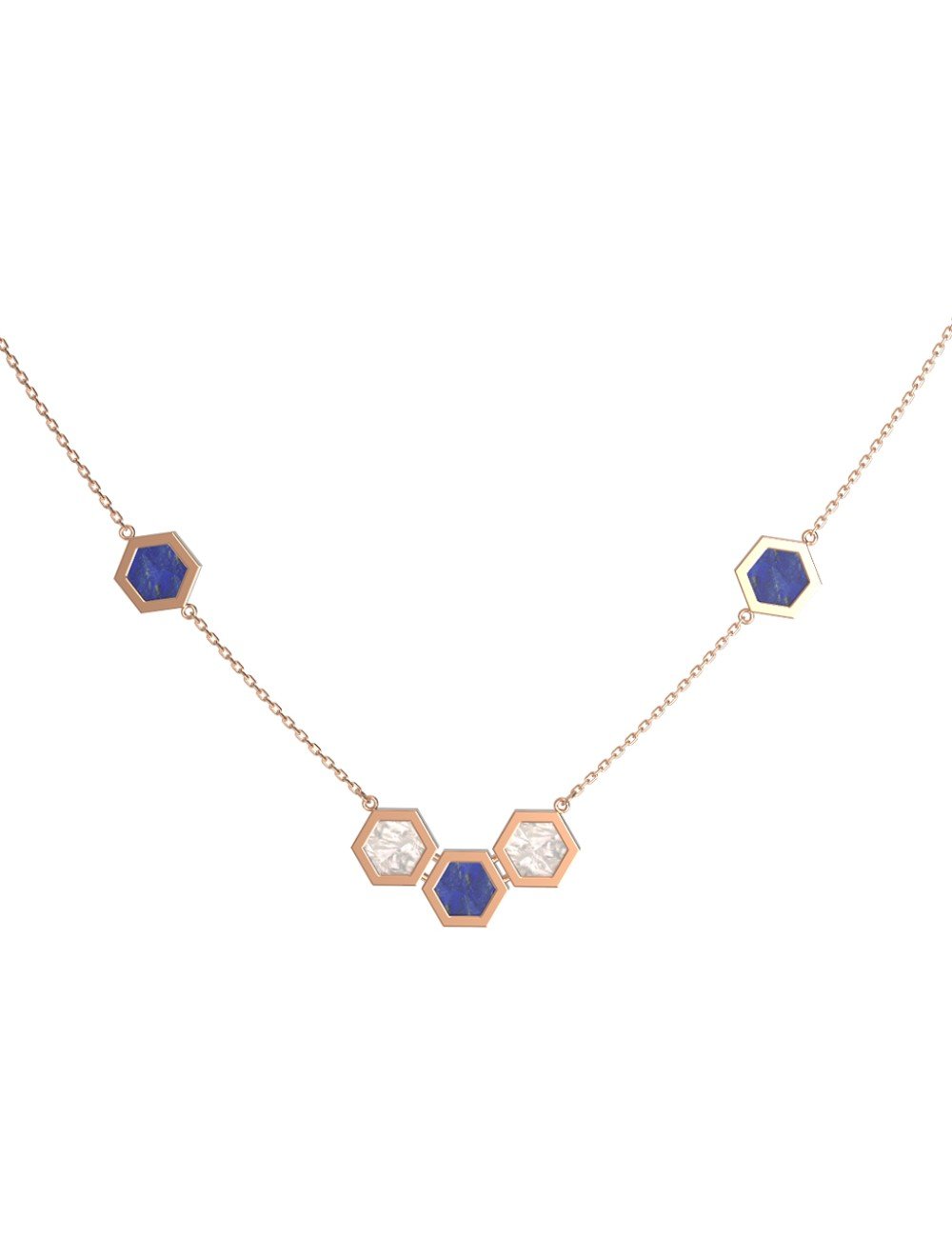 Колье из золота c лазуритом и перламутром