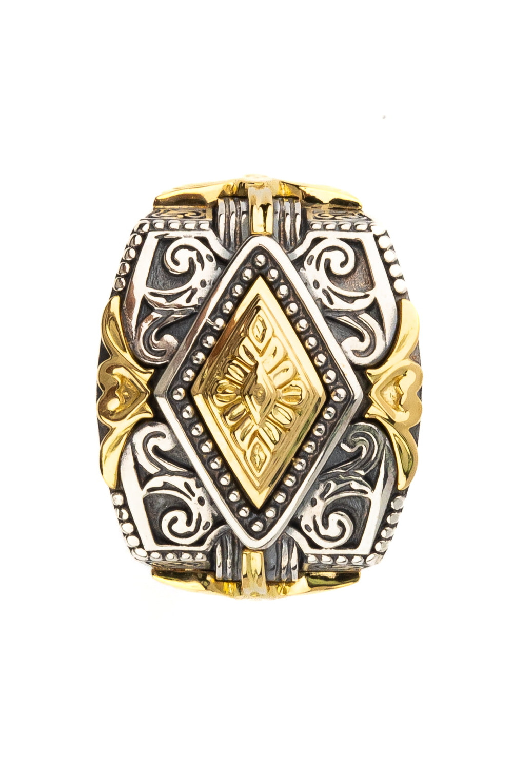 Кольцо из серебра 925 пробы и золота 750 пробы c рубином