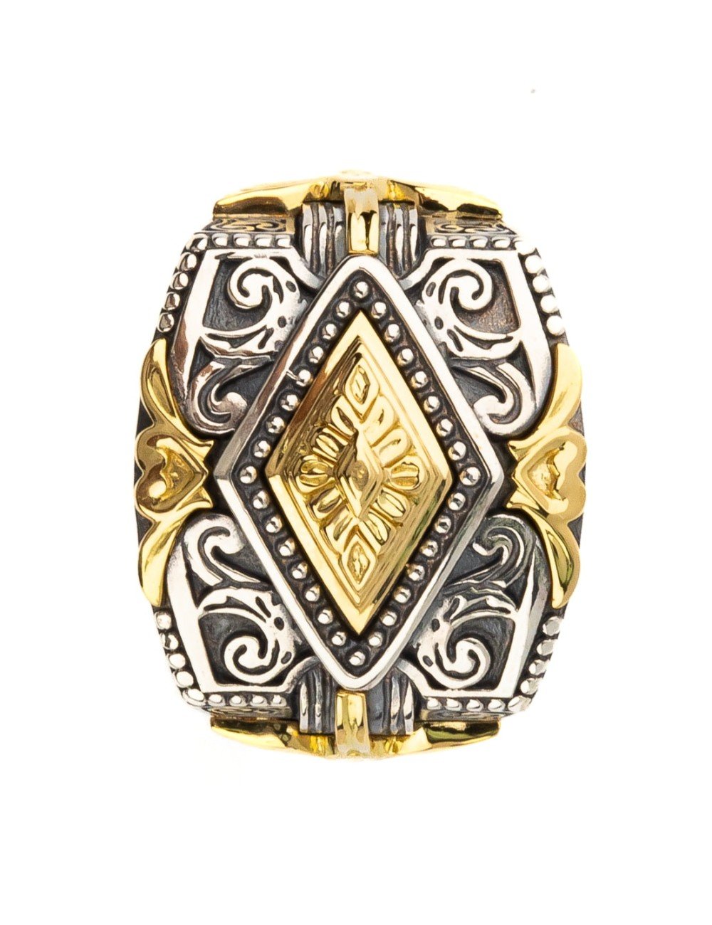 Кольцо из серебра и золота c рубином