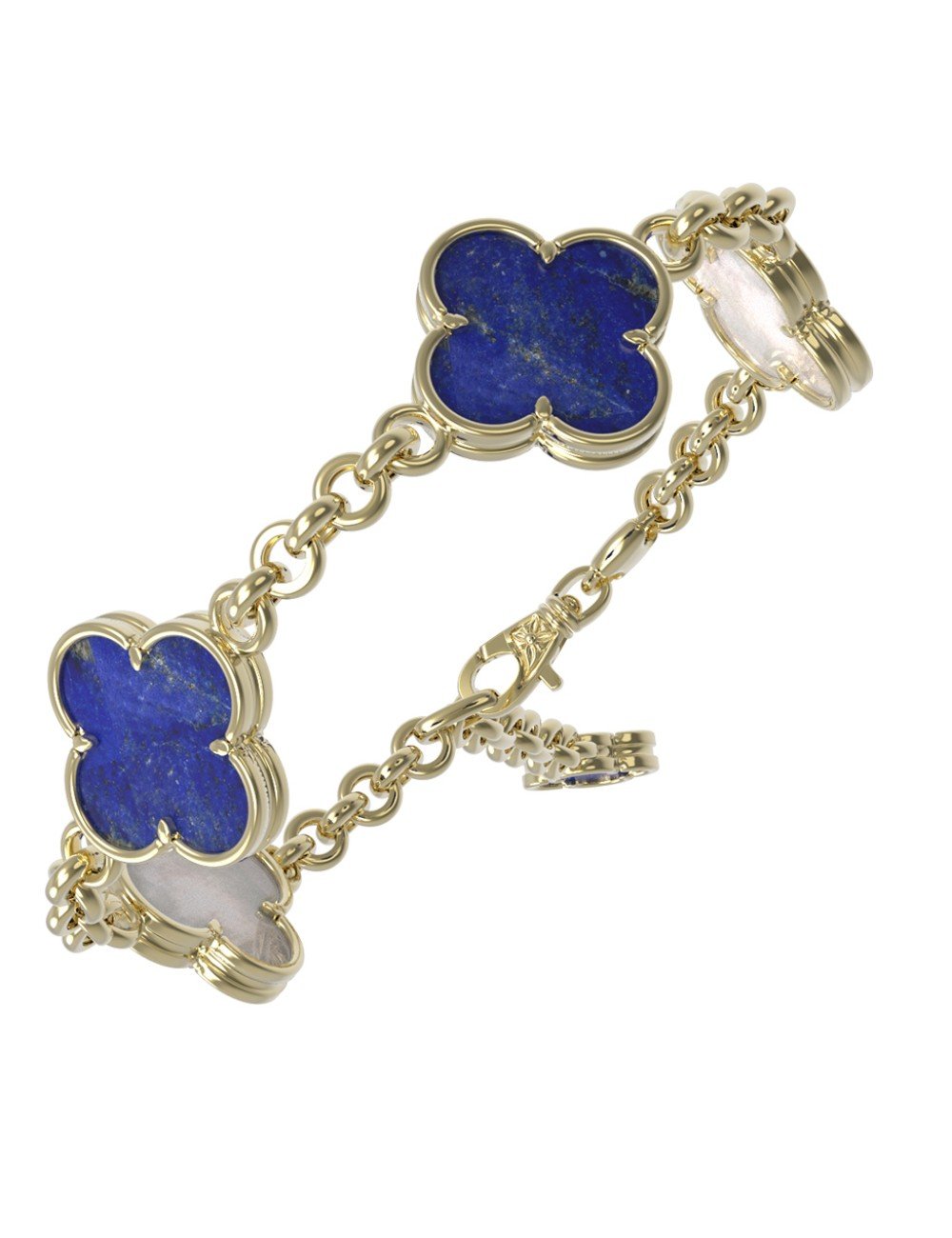 Браслет из лимонного золота c лазуритом и перламутром