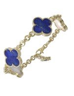 Браслет из лимонного золота c лазуритом и перламутром