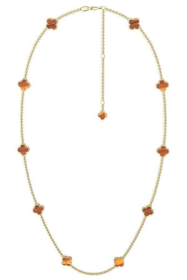 Колье из лимонного золота c тигровым глазом