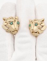 Серьги из лимонного золота 585 пробы c изумрудом