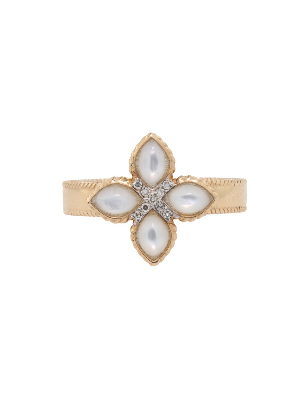 Кольцо из золота c бриллиантами и перламутром