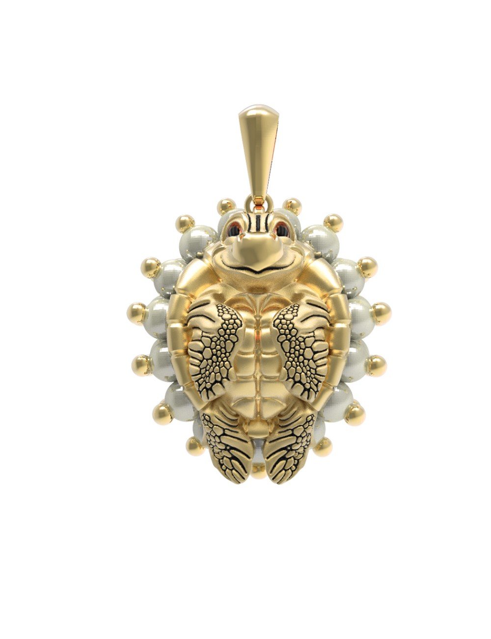 Подвеска из лимонного золота c эмалью и жемчугом