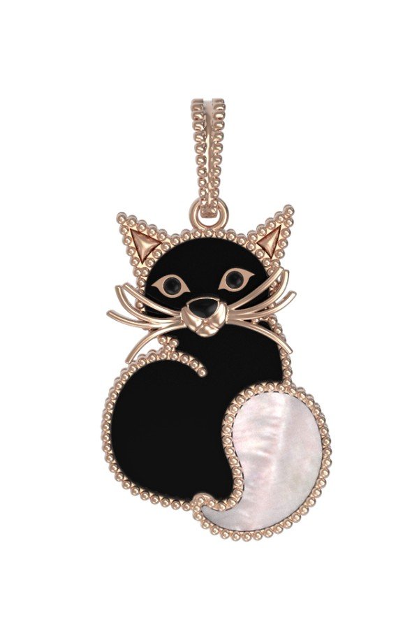 Подвеска из золота c эмалью, ониксом и перламутром