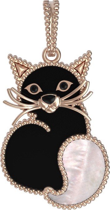 Подвеска из золота c эмалью, ониксом и перламутром