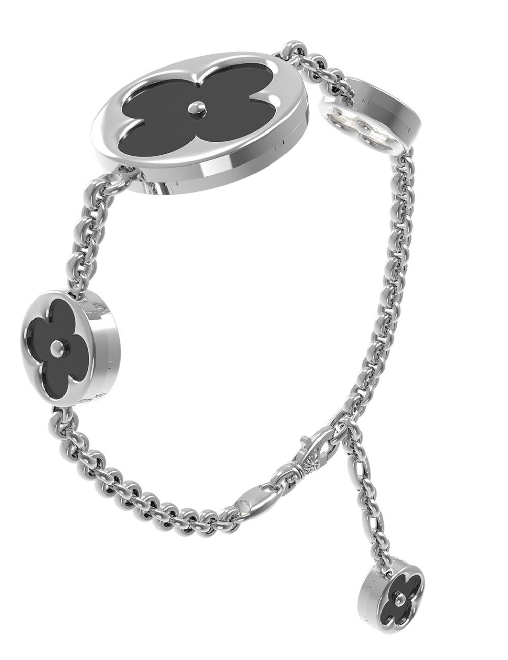 Браслет из белого золота c ониксом и перламутром