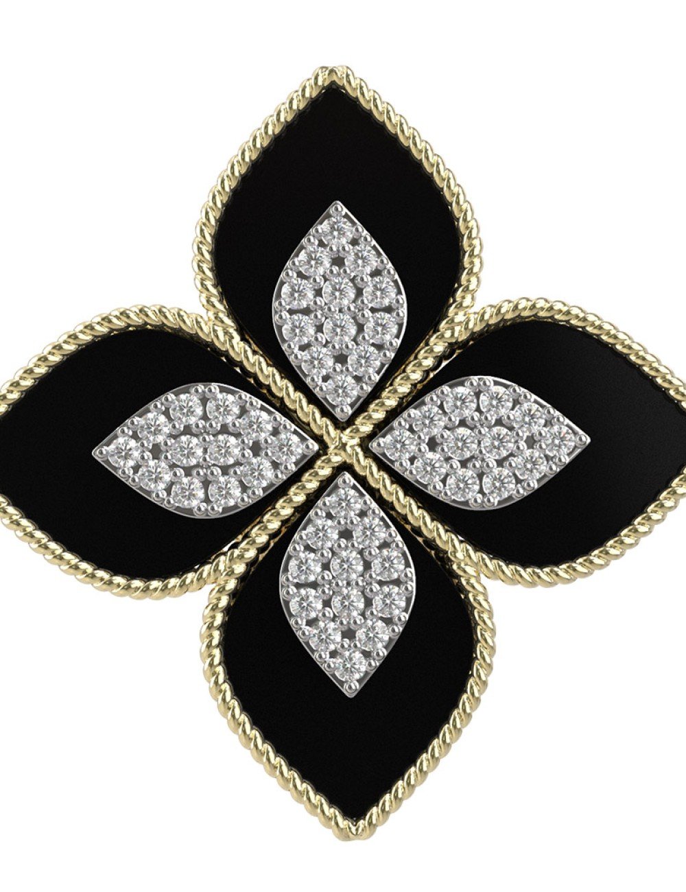 Кольцо из лимонного золота c бриллиантами и ониксом