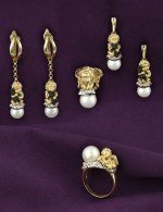 Серьги из лимонного золота c жемчугом