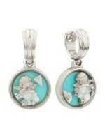 Серьги из белого золота c бирюзой и перламутром