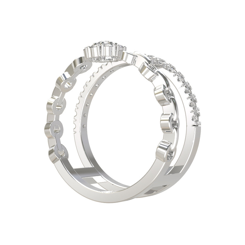 Кольцо из белого золота 585 пробы c бриллиантами