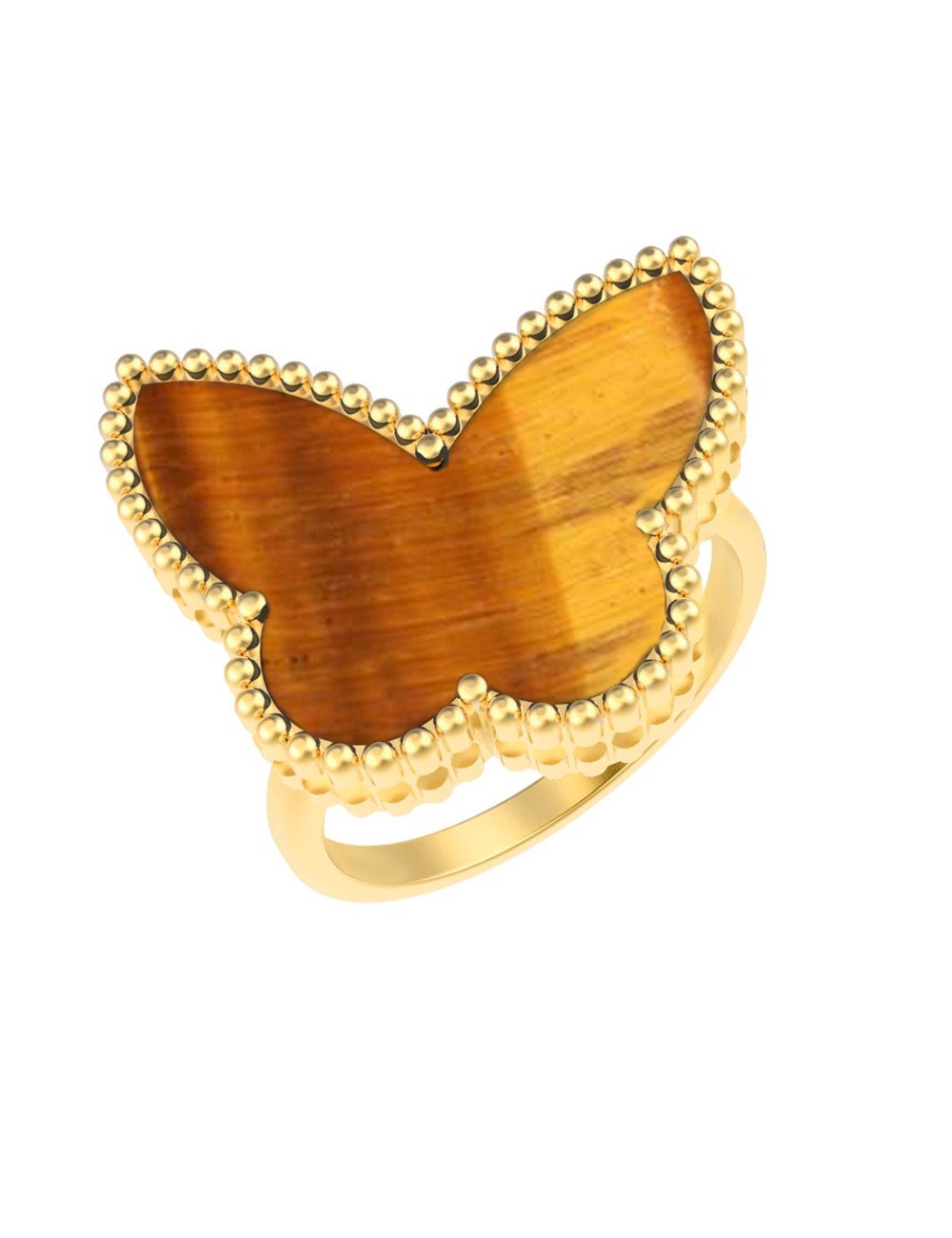 Кольцо из лимонного золота c тигровым глазом