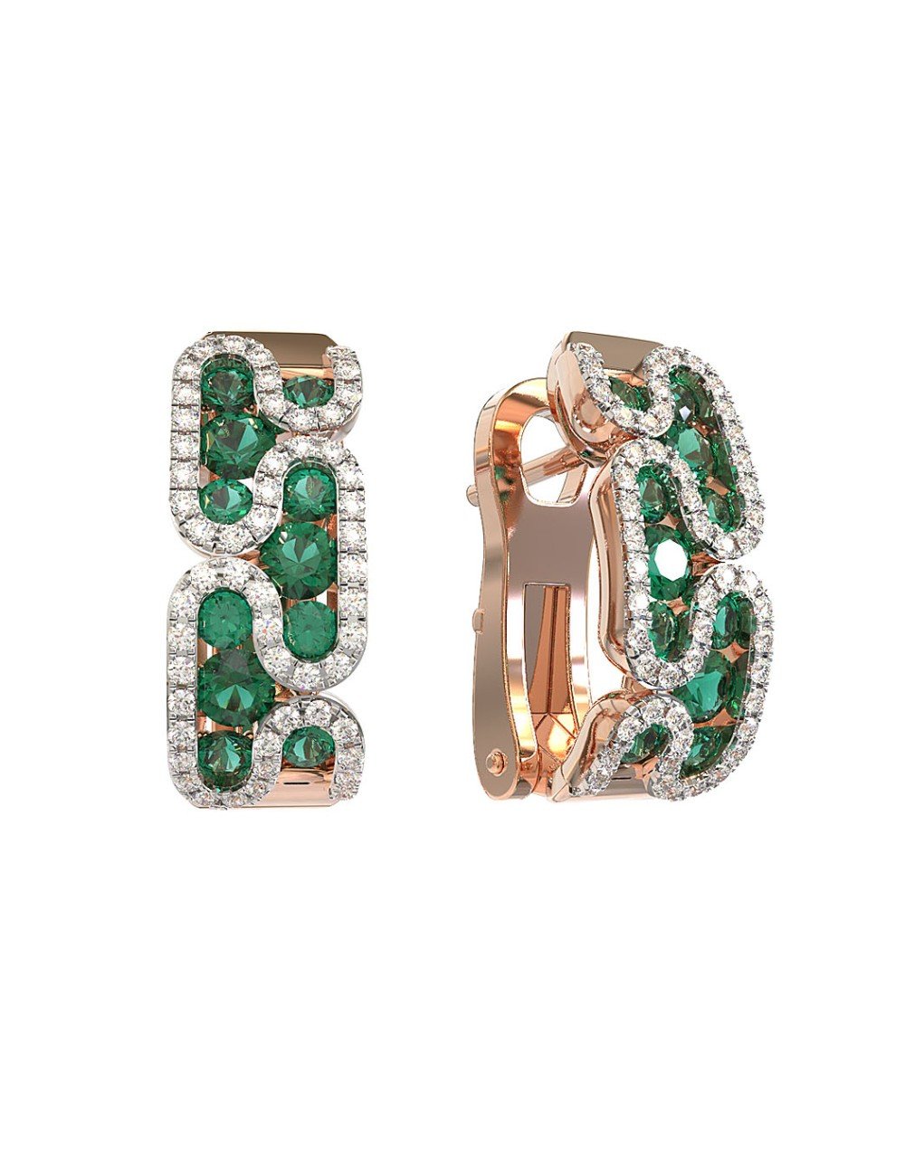 Серьги из золота c бриллиантами и изумрудом