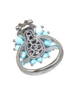 Кольцо из белого золота c эмалью и бирюзой