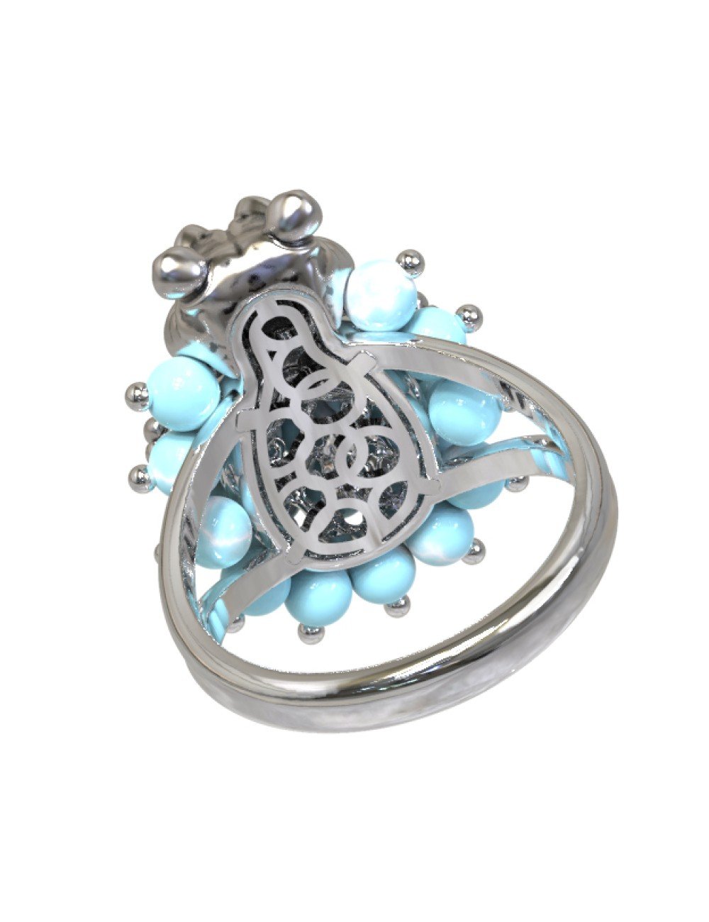 Кольцо из белого золота c эмалью и бирюзой