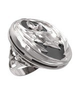 Кольцо из белого золота c эмалью и ониксом