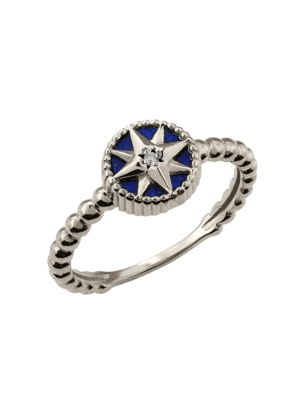 Кольцо из белого золота c бриллиантами и лазуритом