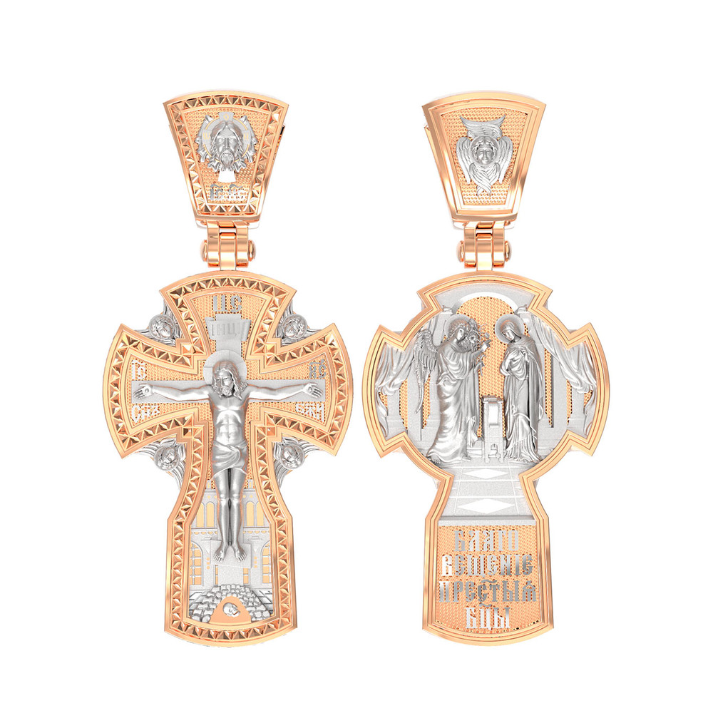 Крест из красного золота 585 пробы