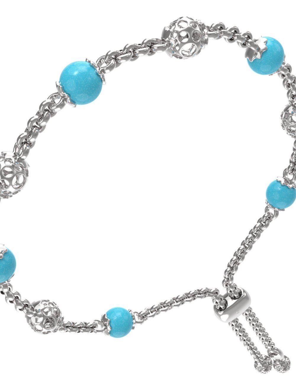 Браслет из белого золота c бирюзой