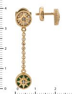 Серьги из золота c бриллиантами, малахитом и перламутром