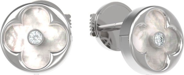 Серьги из белого золота c бриллиантами и перламутром