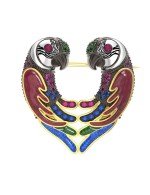 Брошь из лимонного золота c эмалью и фианитом