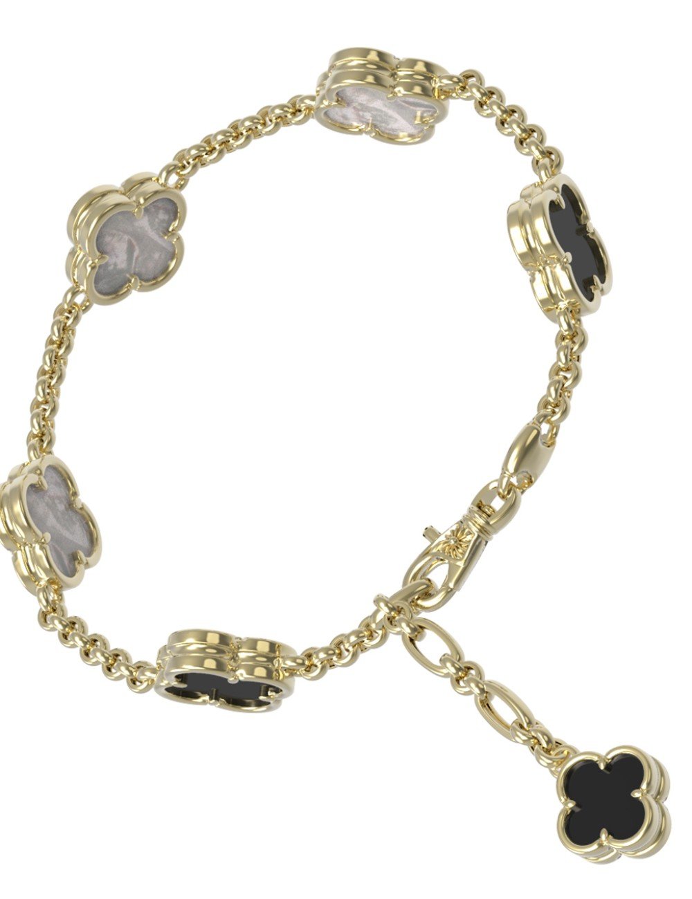 Браслет из лимонного золота c ониксом и перламутром