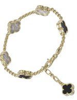 Браслет из лимонного золота c ониксом и перламутром