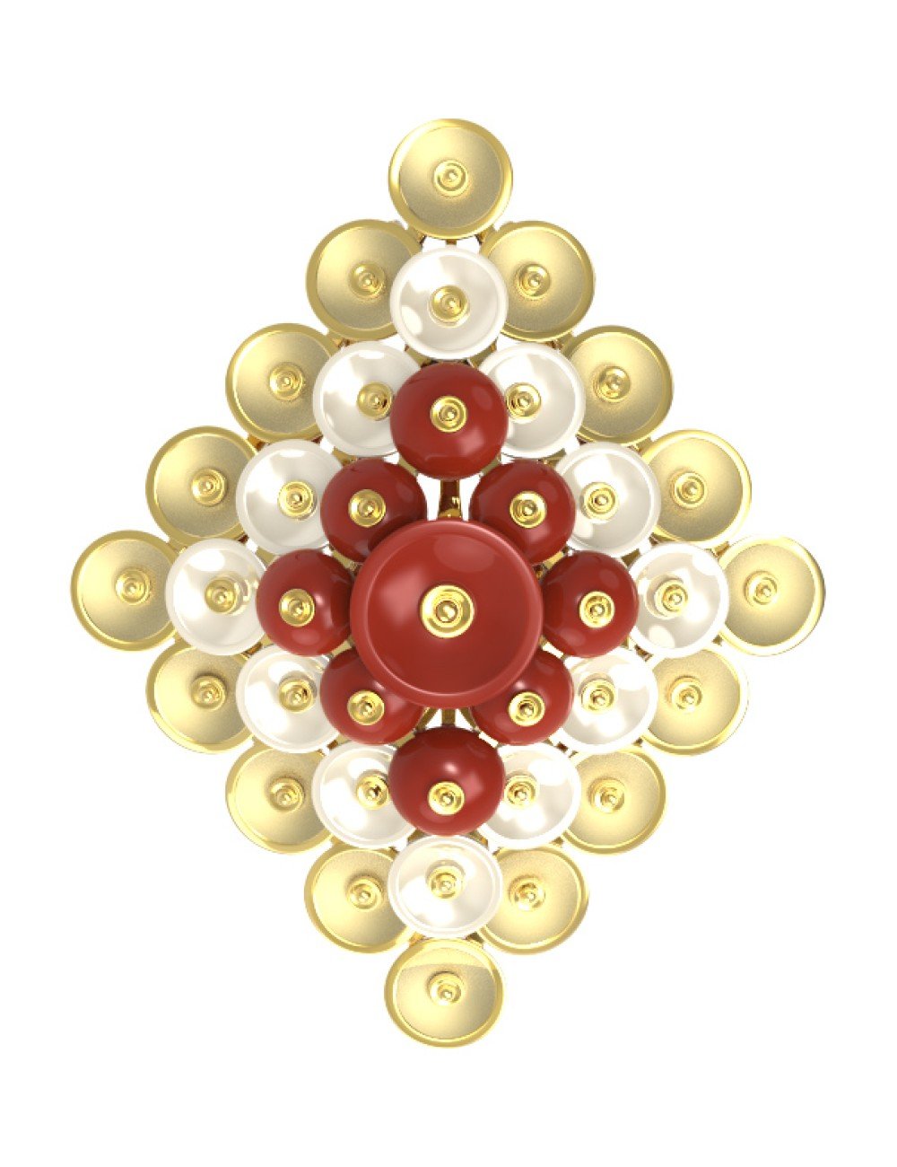 Подвеска из лимонного золота c агатом и перламутром