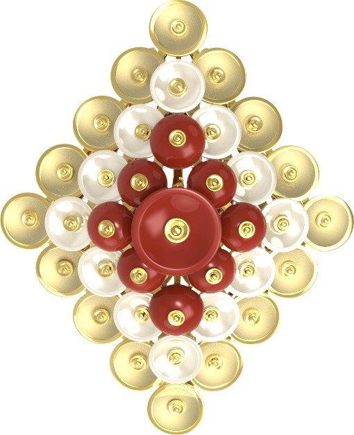 Подвеска из лимонного золота c агатом и перламутром