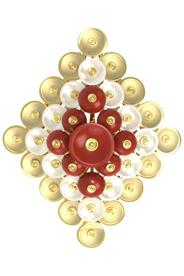 Подвеска из лимонного золота c агатом и перламутром