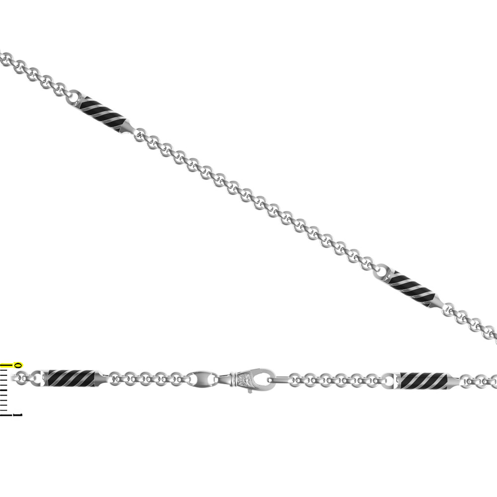 Цепь из белого золота 585 пробы c эмалью