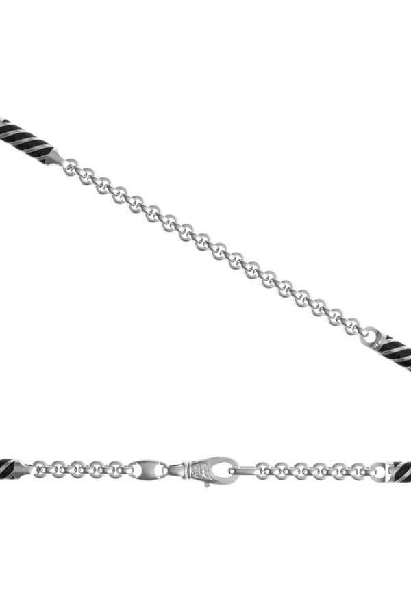 Цепь из белого золота c эмалью