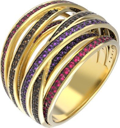 Кольцо из лимонного золота c фианитом