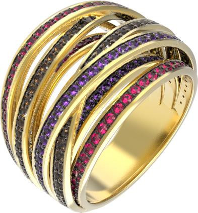 Кольцо из лимонного золота 585 пробы c фианитом