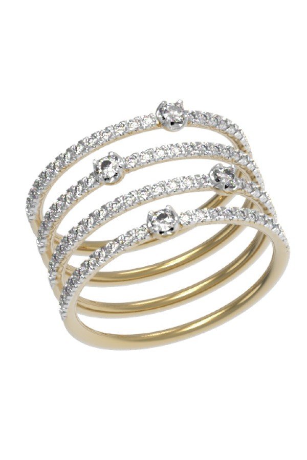 Кольцо из лимонного золота c бриллиантами