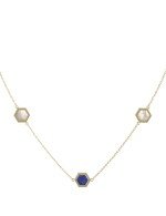 Колье из лимонного золота c лазуритом и перламутром