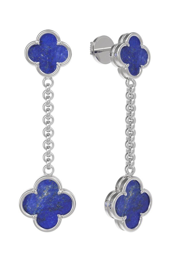 Серьги из белого золота c лазуритом