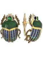 Серьги из лимонного золота c эмалью, фианитом и турмалином