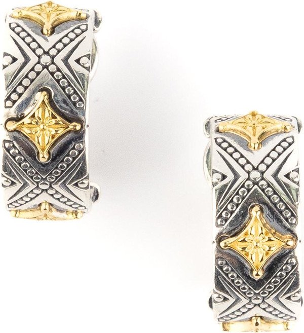 Серьги из серебра 925 пробы и золота 750 пробы c рубином