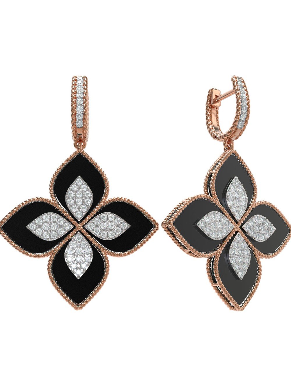 Серьги из золота c бриллиантами и ониксом