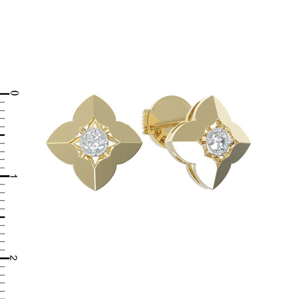 Серьги из лимонного золота 585 пробы c бриллиантами