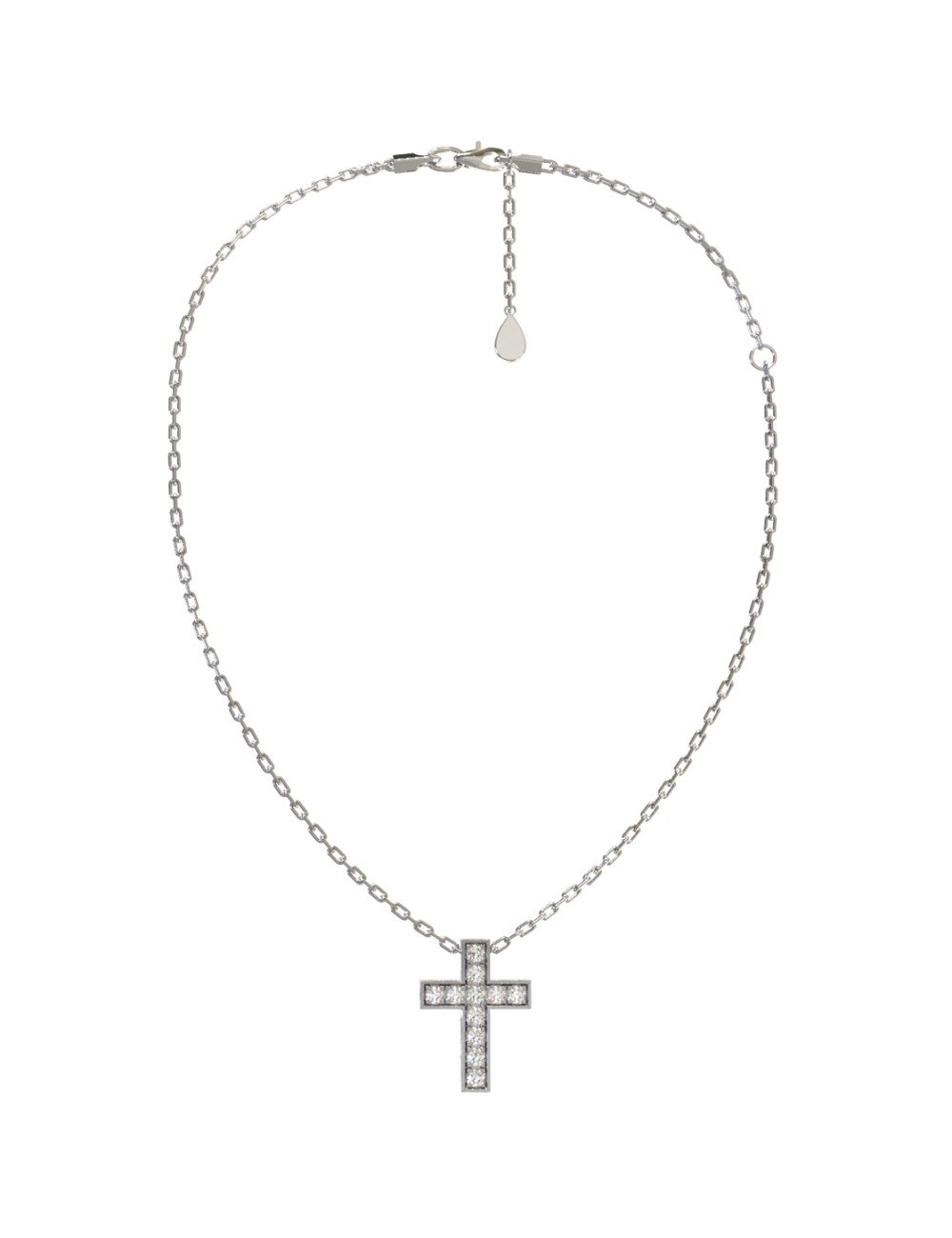 Крест из белого золота c бриллиантами