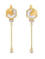 Серьги из лимонного золота c бриллиантами и перламутром