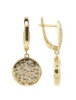 Серьги из лимонного золота c бриллиантами, ониксом и перламутром