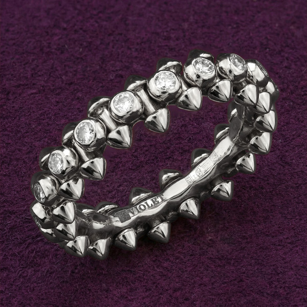 Кольцо из белого золота 585 пробы c бриллиантами